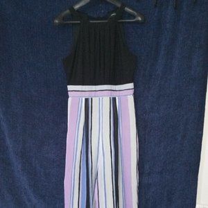 R & M Richards Multi Striped Wide Leg Cocktail Sleeveless Jumpsuit Romper